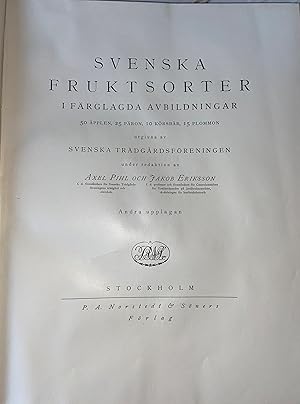 Svenska fruktsorter i färglagda avbildningar.