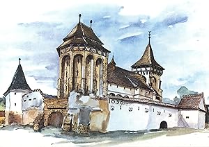 Image du vendeur pour Valea Viilor - Wurmloch, Kirchenburg in Siebenbrgen,Kunstdruck nach einem Aquarell. mis en vente par Antiquariat Kastanienhof