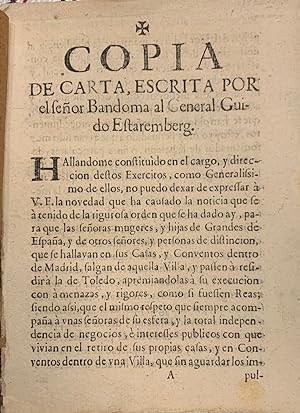 Copia de Carta, escrita por el Sr. Bandoma al General Guido Estaremberg