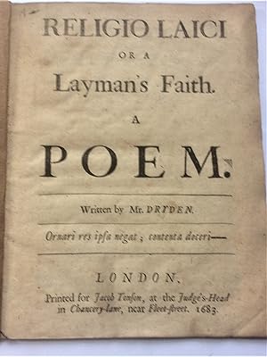 RELIGIO LAICI or a LAYMAN'S FAITH A Poem