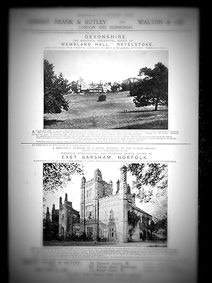 Imagen del vendedor de Membland Hall Revelstoke and East Barsham Norfolk, a full page property advertisement from 1914 Country Life Magazine. a la venta por Tony Hutchinson