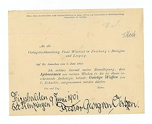 Imagen del vendedor de Schriftstck mit eigenh. U. a la venta por Antiquariat INLIBRIS Gilhofer Nfg. GmbH