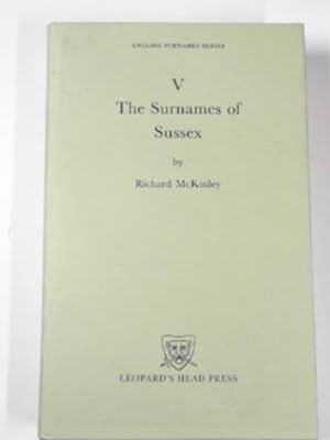 Bild des Verkufers fr English surnames series V: The surnames of Sussex zum Verkauf von Cotswold Internet Books