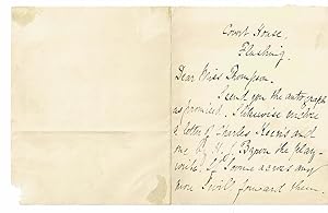 AUTOGRAPH LETTER SIGNED by Actor HENRY MAEDER PITT, a member of the Augustin Daly Company who was...