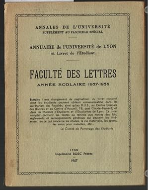 Annales de l`Universite : supplement au fascicule special. - Annuaire de l`Universite de Lyon et ...
