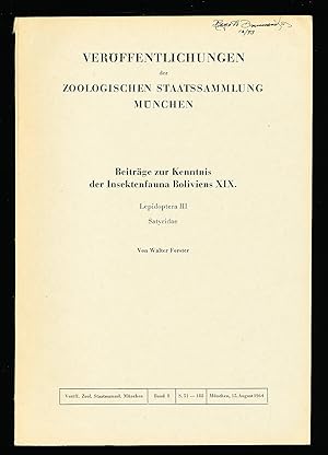 Beitrage zur Kenntnis der Insektenfauna Boliviens XIX, Lepidoptera III Satyridae