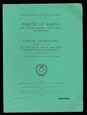 Insects of Samoa and Other Samoan Terrestrial Arthropoda, Part III. Lepidoptera, Fasc. 1 Butterfl...