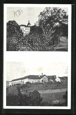 Ansichtskarte Alt Knín / Starý Knín, Kirche und Gebäudekomplex