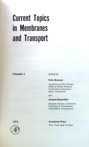 Seller image for Current Topics in Membranes and Transport; Volume 3; for sale by books4less (Versandantiquariat Petra Gros GmbH & Co. KG)