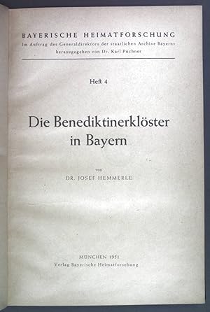 Bild des Verkufers fr Die Benediktinerklster in Bayern. Bayerische Heimatforschung Heft 4. zum Verkauf von books4less (Versandantiquariat Petra Gros GmbH & Co. KG)