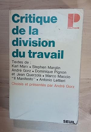 Immagine del venditore per Critique de la division du travail venduto da Llibres Bombeta