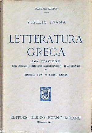 Imagen del vendedor de Letteratura greca a la venta por Librodifaccia