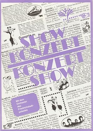 Image du vendeur pour Programmheft SHOW KONZERT - KONZERT SHOW 25. Mrz bis 2. April 1988 mis en vente par Programmhefte24 Schauspiel und Musiktheater der letzten 150 Jahre