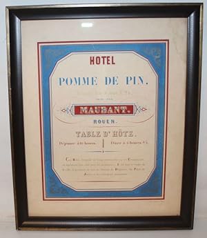 Hôtel de la Pomme de Pin. Grande Rue St Jean N°24 tenu par Maubant, Rouen. Table d'hôte. Déjeuner...