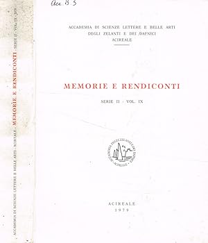 Imagen del vendedor de Accademia di scienze lettere e belle arti degli zelanti e dei dafnici. Memorie e rendiconti serie II- vol.IX, 1979 a la venta por Biblioteca di Babele