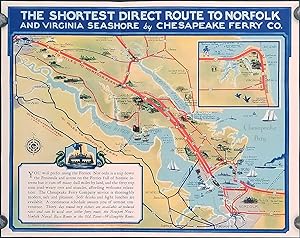 Colonial Virginia Direct Ferry Routes North & South Across Historic Hampton Roads. (Map title: Th...