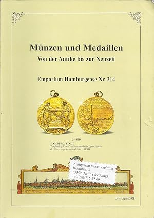 Münzen und Medaillen - Von der Antike bis zur Neuzeit. Emporium Hamburgense Nr.214