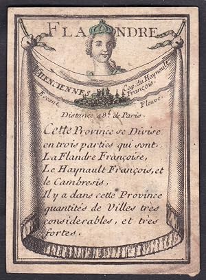 "Flandre" - Flandern Frankreich France Valenciennes Original 18th century playing card carte a jo...