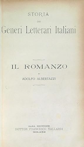 Bild des Verkufers fr Il romanzo - Storia dei generi letterari italiani zum Verkauf von Librodifaccia
