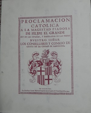 Imagen del vendedor de Proclamacin catlica a la Magestad piadosa de Filipe el Grande, Rey de las Espaas, y Emperador de las Indias, 2 tomos a la venta por Libreria Sanchez