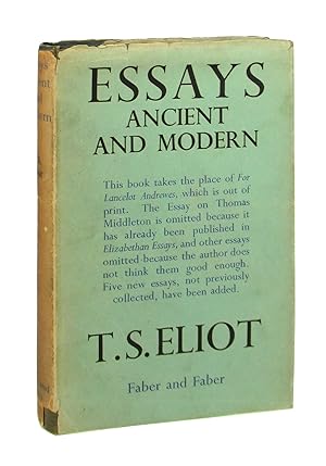 Essays Ancient & Modern [jacket title "Essays Ancient and Modern"]