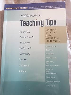 Seller image for McKeachie's Teaching Tips: Strategies, Research, and Theory for College and University Teachers - Instructor's 13th Edition for sale by Text4less