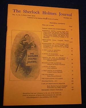 Bild des Verkufers fr The Sherlock Holmes Journal: Vol. 11, No. 3 (Forty-Third Issue) Winter 1973 zum Verkauf von Pensees Bookshop