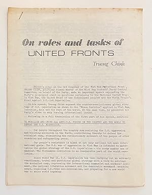 Imagen del vendedor de On roles and tasks of United Fronts a la venta por Bolerium Books Inc.