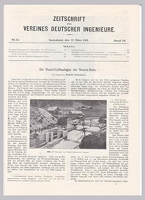 Die Tunnel-Lüftanlagen der Tauern-Bahn. Von IngeniRudolf Schumann. Textblätter aus: Zeitschrift d...