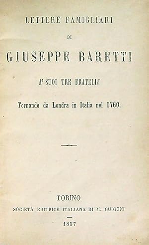 Lettere famigliari di Giuseppe Baretti