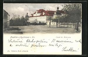 Ansichtskarte Rychnov nad Knezoy, Schloss mit Kirche, Zámek