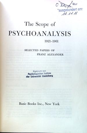 Seller image for The Scope of Psychoanalysis 1921 - 1961; for sale by books4less (Versandantiquariat Petra Gros GmbH & Co. KG)