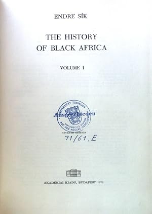 Imagen del vendedor de The History of Black Africa; Volume 1; a la venta por books4less (Versandantiquariat Petra Gros GmbH & Co. KG)