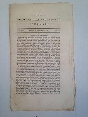 Seller image for THE BOSTON MEDICAL AND SURGICAL JOURNAL VOLUME XVII NUMBER 17. for sale by T. Brennan Bookseller (ABAA / ILAB)