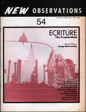 Seller image for New Observations : Escriture, The French Mind, No. 54 (January / February 1988) for sale by Specific Object / David Platzker