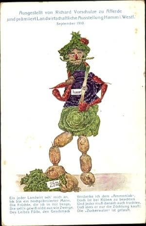 Ansichtskarte / Postkarte Hamm in Westfalen, Landwirtschaftliche Ausstellung 1910, Figur aus präm...