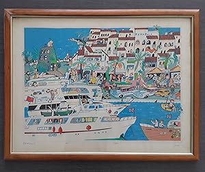 High Life in Puerto Bañus, Marbella, Karikatur, 70er Jahre