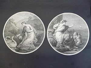 Bild des Verkufers fr 2 originale Kupferstiche n. Angelika Kauffmann, Knigin Leda mit Schwan, Ariadne m. Kind zum Verkauf von Allguer Online Antiquariat