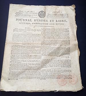 Journal d'Indre et Loire - Affiches , Annonces et Avis divers - 31 Aout 1820 - Numéro 730