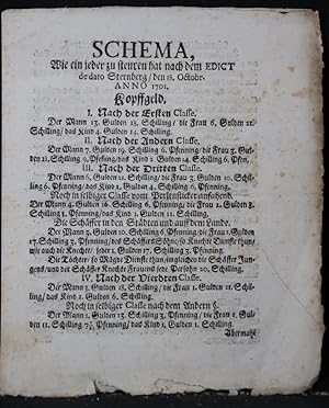 Schema wie ein jeder zu steuren hat nach dem Edict de dato Sternberg / den 18. Octobr Anno 1701.