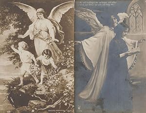 German Guardian Angel Lady & Book in Church 2x Old Postcard