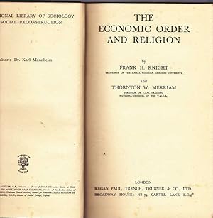 Imagen del vendedor de The Economic Order and Religion a la venta por Goulds Book Arcade, Sydney