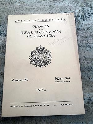 ANALES DE LA REAL ACADEMIA DE FARMACIA. Año XL. Nº 3 y 4. 1974