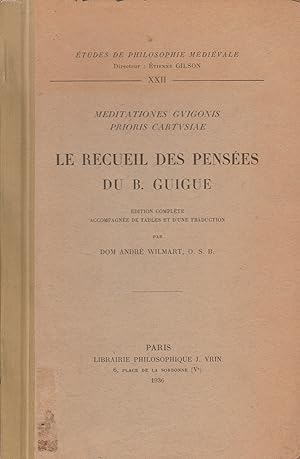 Bild des Verkufers fr LE RECUEIL DES PENSEES DE B. GUIGUE zum Verkauf von Librairie l'Aspidistra