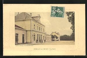 Ansichtskarte Romilly-sur-Seine, La Gare, Seitenansicht des Bahnhofs