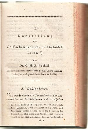 Imagen del vendedor de Darstellung der Gall`schen Gehirn- und Schdellehre. Nachgebunden: C.W. Hufeland, Bemerkungen ber Galls Gehirnorganenlehre In: Journal der practischen Arzneykunde und Wundarzneykunst, hsg. C.W. Hufeland, Band XXI, Drittes Stck a la venta por Antiquariat am Osning