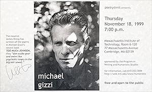 Poetry@MIT presents Michael Gizzi. [Poetry Reading Poster Flyer.]