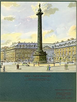 "PARIS PLACE VENDÔME" / Reproduction d'une Aquarelle de P. GRIGNON pour le Calendrier 1937 des Co...