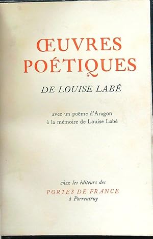 Bild des Verkufers fr Oeuvres poetiques zum Verkauf von Librodifaccia