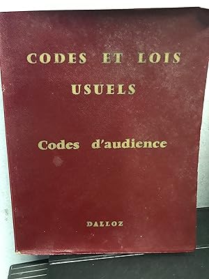 CODES ET LOIS USUELS. CODES D'AUDIENCE: CODE CIVIL. CODE DE PROCEDURE CIVIL. CODE DE COMMERCE. CO...